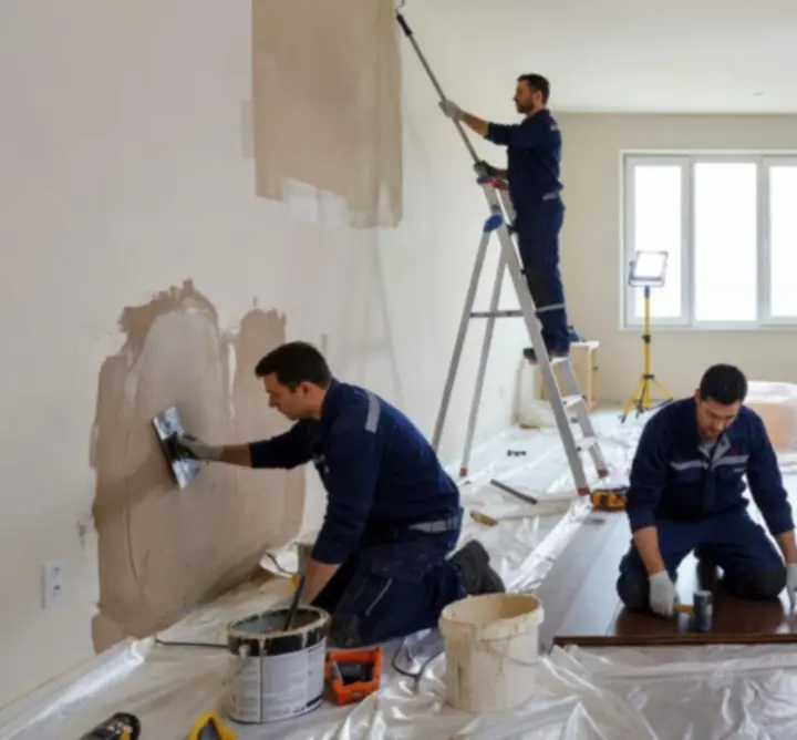 Ekipa remontowa REM FAST przy pracy podczas wykończenia wnętrza